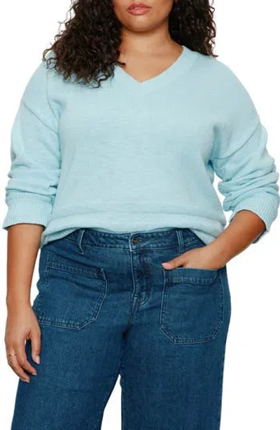 Sanctuary V-neck Cotton Sweater In Blue