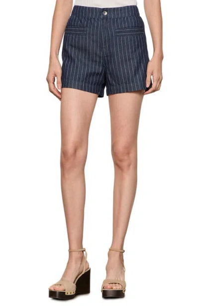 Sanctuary Voyage Stripe Cotton Shorts In Luna Blue Stripe