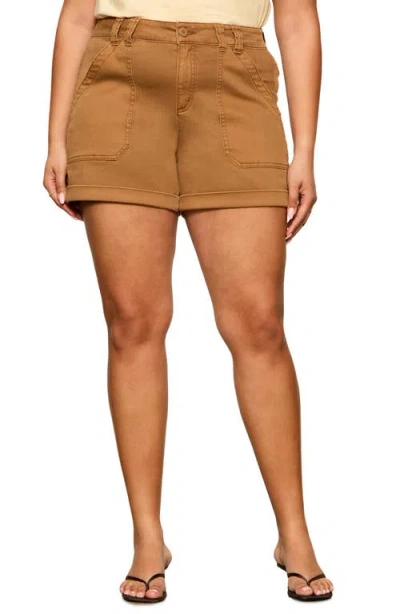 Sanctuary Wander On Twill Utility Shorts In Brown