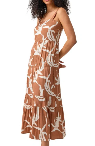 Sanctuary Watching Sunset Floral Tiered Maxi Dress In Brown