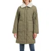 Sanctuary Water Resistant Quilted Coat With Removable Faux Shearling Collar In Sage