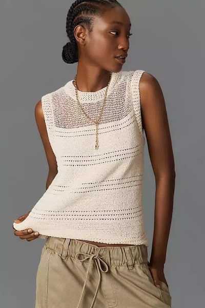Sanctuary Waves Of Summer Stitched Sweater Tank Top In White