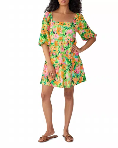 Sanctuary Weekender Printed Babydoll Dress In Green In Yellow