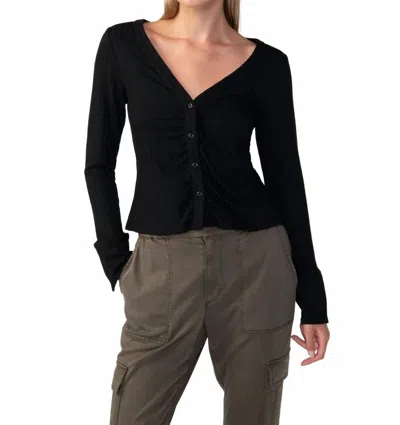 Sanctuary Wide Cuff Knit Blouse In Black