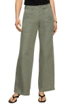 Sanctuary Wide Leg Linen Blend Pants In Dark Spruce