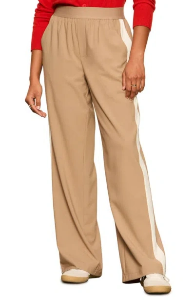 Sanctuary Wide Leg Track Pants In Neutral