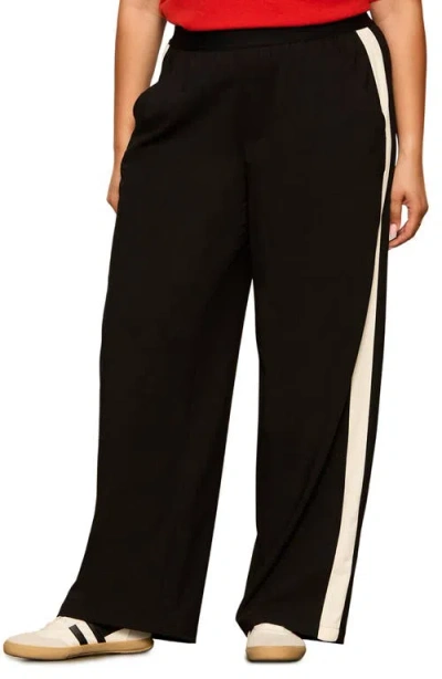 Sanctuary Wide Leg Track Pants In Black