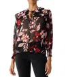 Sanctuary Womens Floral Print Tie Neck Button-down Top In Multi