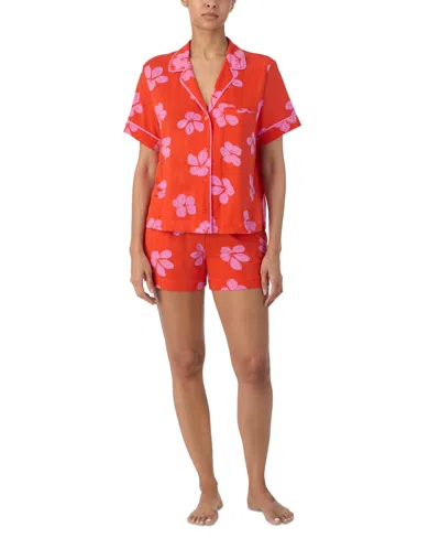 Sanctuary Women's 2-pc. Floral Boxer Pajamas Set In Red Print