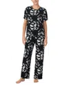 Sanctuary Women's 2-pc. Knit Jersey Short-sleeve Long Pajama Set In Black Print