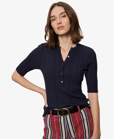 Sanctuary Air Of Ease Half Sleeve Top In Blue
