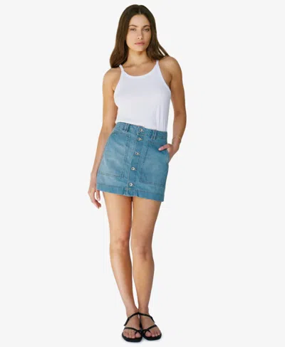 Sanctuary Women's All Buttoned Up Denim Mini Skirt In Dream Team
