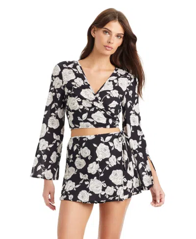 Sanctuary Faux Wrap Cover-up Skort In Black