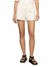 Sanctuary Arden Denim Short Bleached Pinstripe In Black And White In White
