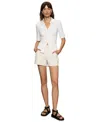 Sanctuary Arden Denim Short Bleached Pinstripe In Black And White In Bleached White Pinstripe