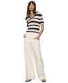 Sanctuary Stripe Cotton Polo Sweater In Bleached White Pinstripe