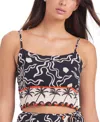 Sanctuary Womens Beach Conversations Cotton Flyaway Tie Back Top Wrap Skort Cover Up In Black