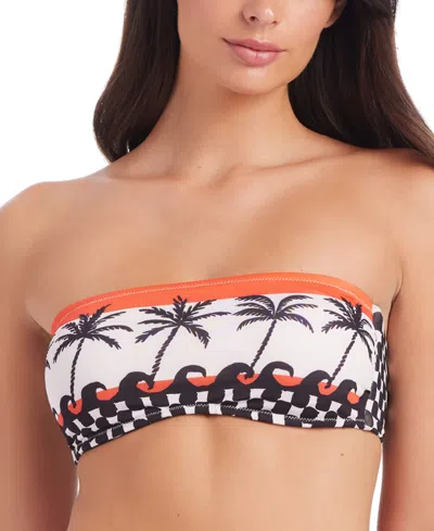 Sanctuary Womens Beach Conversations Reversible Bandeau Bikini Top Reversible High Rise Bikini Bottoms In Black