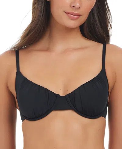 Sanctuary Women's Beach Goddess Shirred-cup Bikini Top In Black