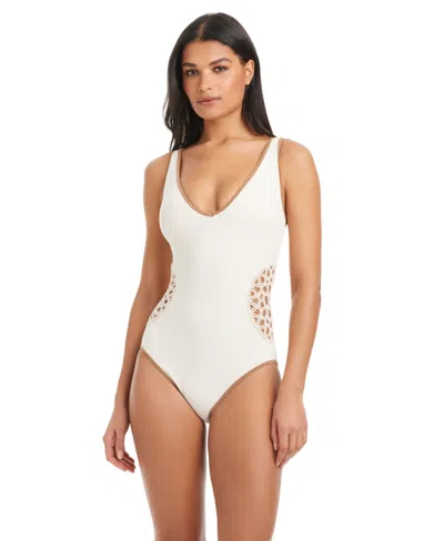 Sanctuary Women's Beachy-keen V-neck One-piece Swimsuit In White
