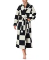 Sanctuary Shawl Collar Teddy Robe In Black Check