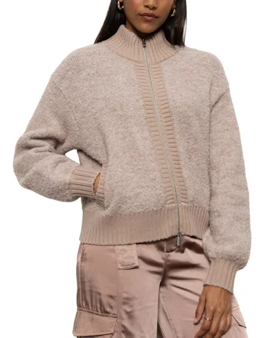Sanctuary Women's Boucle-knit Zip-front Bomber Jacket In Feather