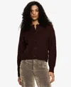 Sanctuary Boucle Crew Neck Cardigan In Dark Crimson In Burgundy