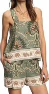 Sanctuary Button Back Sleeveless Top In Green
