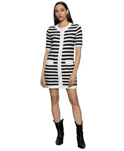 Sanctuary Women's Button-front Knit Mini Dress In Chalk And Black Stripe