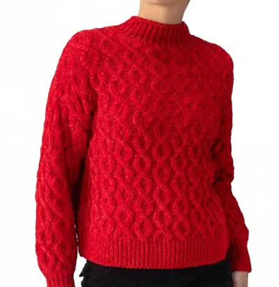 Sanctuary Cable Mock Neck Sweater In Mars Red