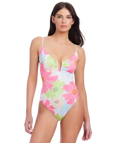 Sanctuary Charming Floral V-wire One-piece Swimsuit In White