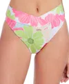 Sanctuary Charming Floral V-front High Cut Bikini Bottoms In White
