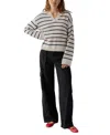 Sanctuary Chill Vibes V Neck Sweater In Chalk Black Stripe