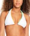 Sanctuary Womens Halter Neck Triangle Bikini High Rise Border Trim Swim Skirt In Summer White