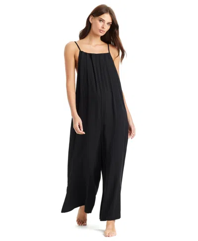 Sanctuary Pleated Wide-leg Beach Jumpsuit In Black