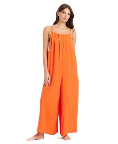 Sanctuary Pleated Cover-up Overalls In Orange