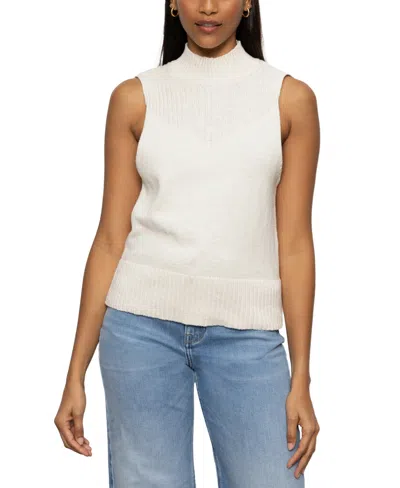 Sanctuary Women's Cotton Rib-trim Mock-neck Tank Sweater In Light Oat
