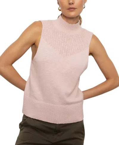 Sanctuary Women's Cotton Rib-trim Mock-neck Tank Sweater In Rosewood