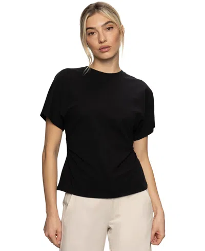 Sanctuary Women's Cotton Shirred-waist Dolman T-shirt In Black