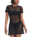 Sanctuary Women's Cotton Side-slit Crochet Cover-up Dress In Black
