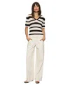 Sanctuary Stripe Cotton Polo Sweater In Black,chalk