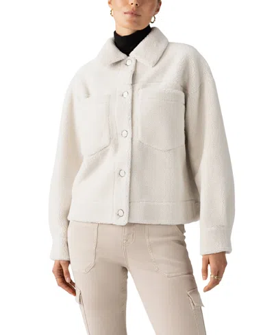 Sanctuary Cozy High Pile Fleece Shirt Jacket In Chalk