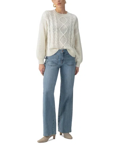Sanctuary Women's Cozy Cable-knit Back-slit Sweater In Chalk