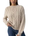 Sanctuary Cozy Cable Stitch Crewneck Sweater In Frosted Almond