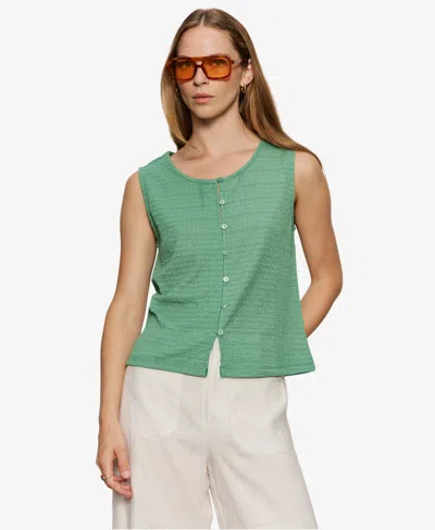 Sanctuary Textured Vacation Top In Green