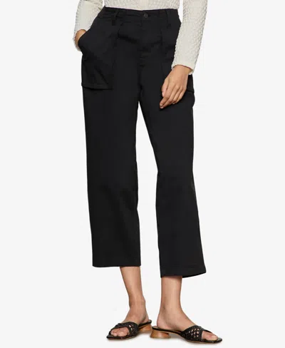 Sanctuary Ranger Relaxed Straight Leg Stretch Cotton Crop Pants In Black