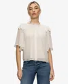 Sanctuary Deja Vu Ruffle Flutter Sleeve Button-up Shirt In White