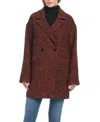 Sanctuary Double Breasted Herringbone Coat In R  Blk Herringbone