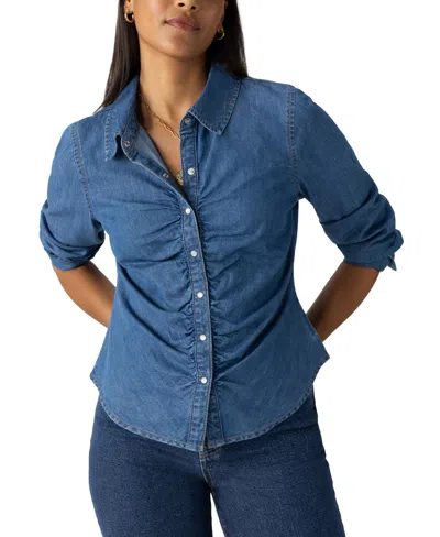 Sanctuary Women's Dream Girl Snap-front Denim Shirt In Ball Park
