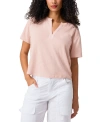 Sanctuary Breezy Linen Blend Peasant Top In Rose Smoke
